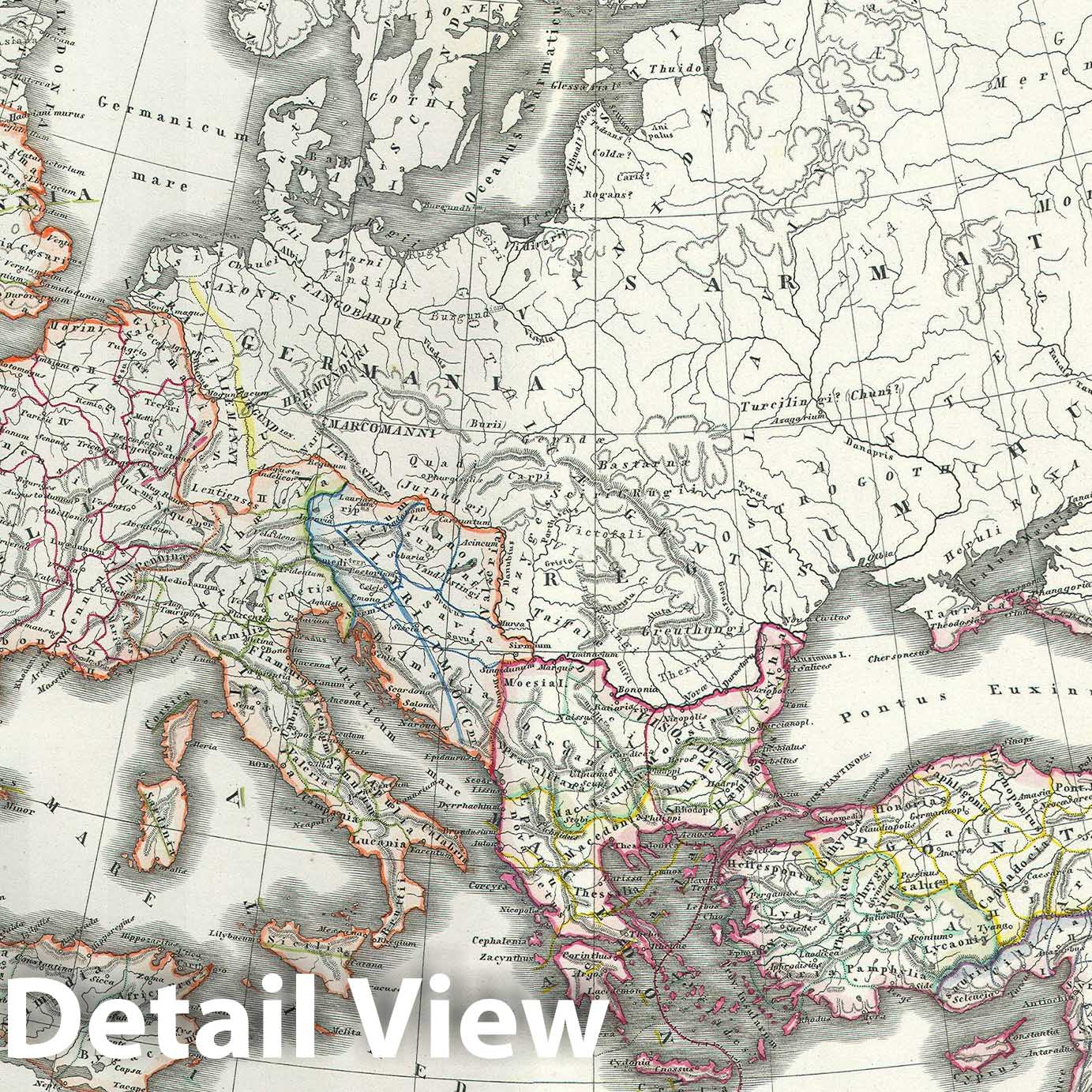 Historic Map : Map of The Roman Empire as Divided into East and West 