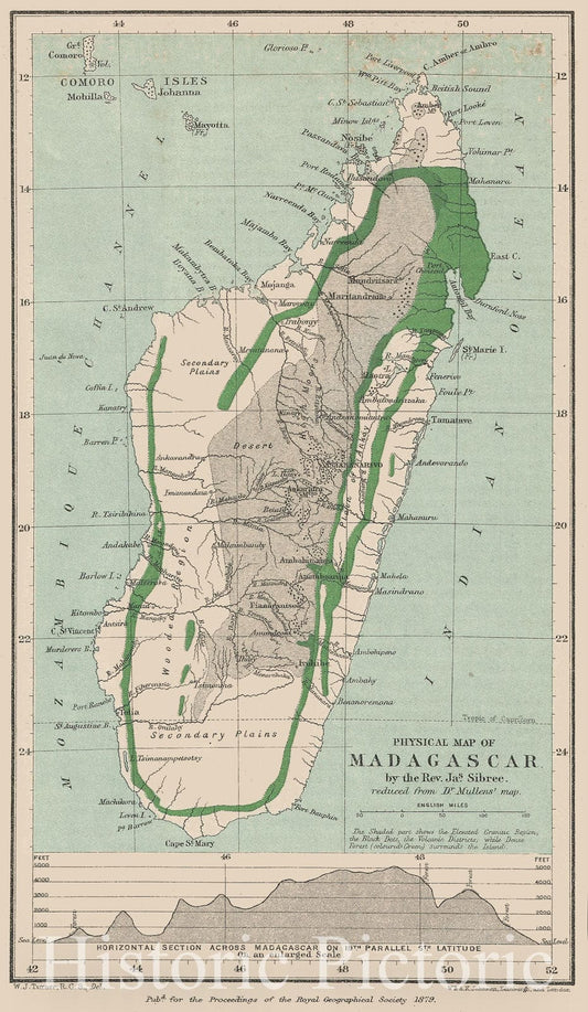 Historic Map : Madagascar, Johnston, 1879, Vintage Wall Art