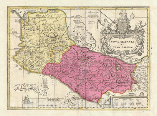 Historic Map : Mexico, Schenk and Valk, 1690, Vintage Wall Art