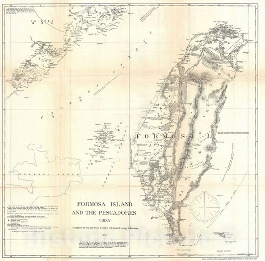 Historic Map : Taiwan or Formosa, Le Gendre, 1870, Vintage Wall Art