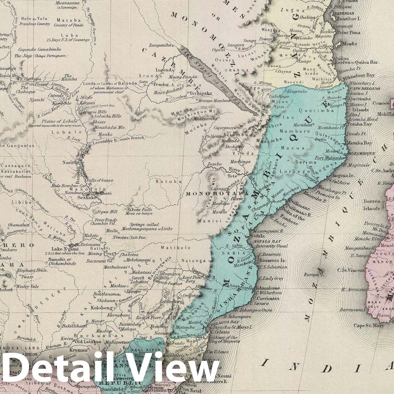 Historic Map : Southern Africa, Colton, 1856, Vintage Wall Art