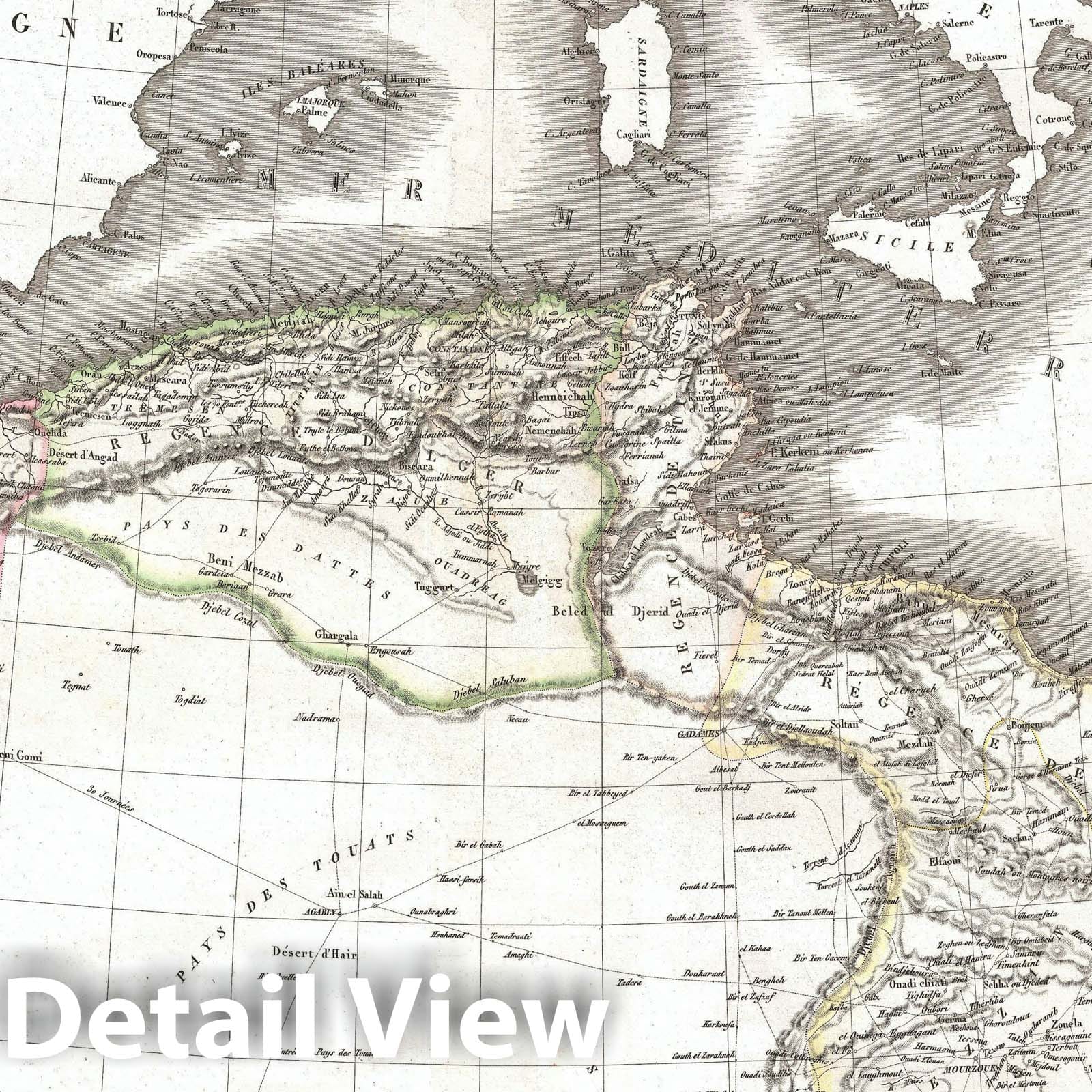 Historic Map : The Barbary Coast: Morocco, Algeria, Lybia, Lapie, 1829, Vintage Wall Art