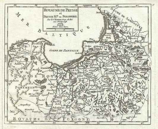 Historic Map : Prussia, Vaugondy, 1748, Vintage Wall Art