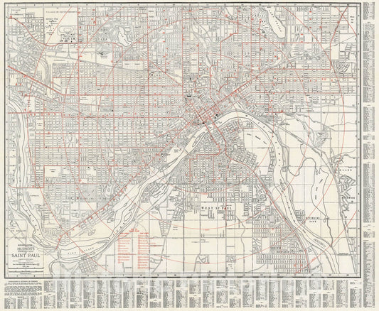 Historic Map : Plan of Saint Paul, Minnesota, Hudson Company, 1929, Vintage Wall Art