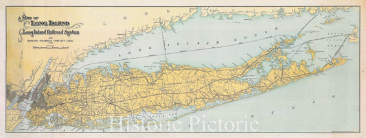 Historic Map : Long Island Railroad Map of Long Island, 1911, Vintage Wall Art
