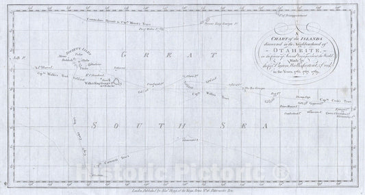 Historic Map : Tahiti " Society Islands ", Cook - Hogg, 1780, Vintage Wall Art