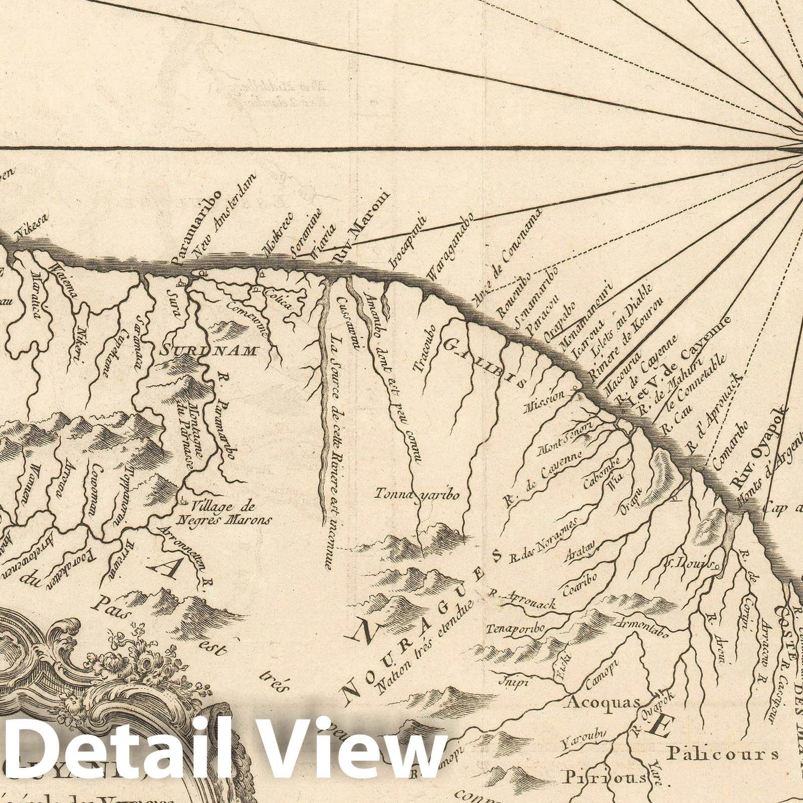 Historic Map : French Guiana and Suriname, Bellin, 1757, Vintage Wall Art