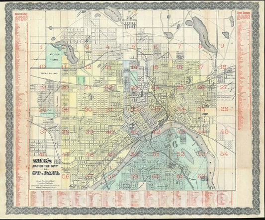 Historic Map : Saint Paul, Minnesota, Rice, 1883, Vintage Wall Art