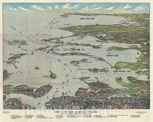Historic Map : Boston Harbor and Cape Cod, Massachusetts, Union News, 1920, Vintage Wall Art