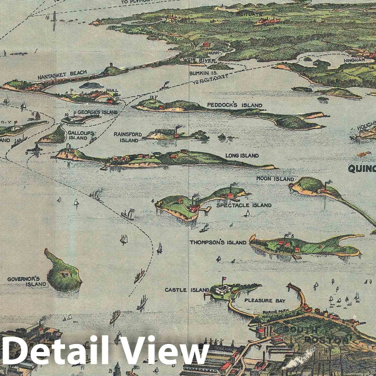 Historic Map : Boston Harbor and Cape Cod, Massachusetts, Union News, 1920, Vintage Wall Art