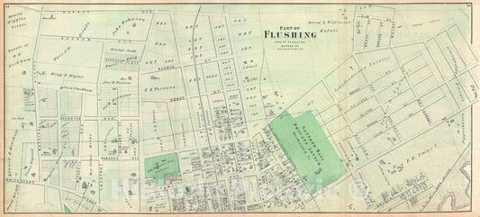 Historic Map : Part of Flushing, Queens, New York City, Beers, 1873 v1, Vintage Wall Art