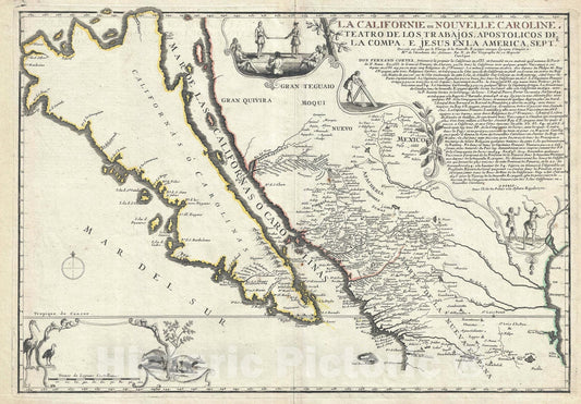 Historic Map : Insular California and Mexico, De Fer, 1720, Vintage Wall Art