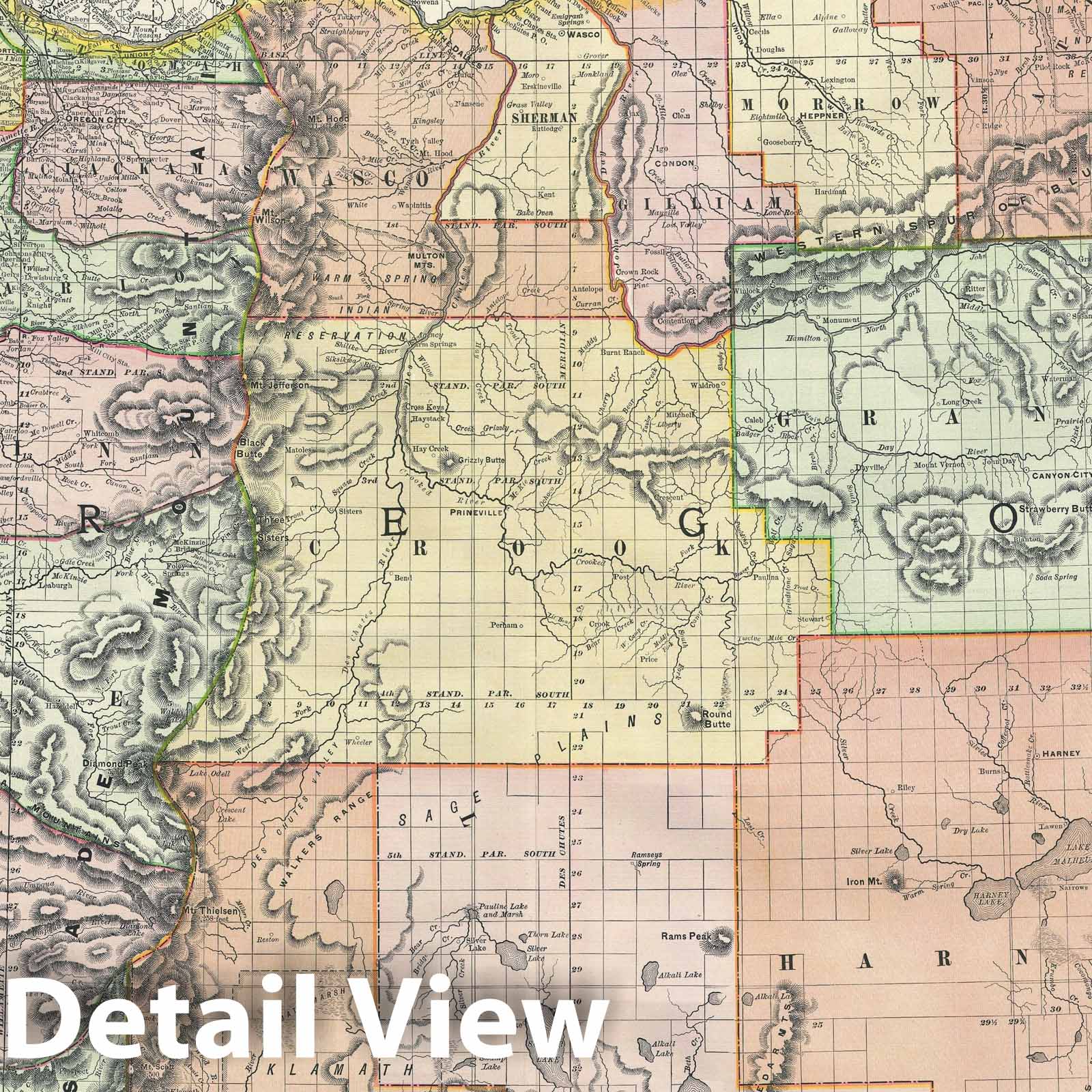 Historic Map : Oregon, Rand McNally, 1891, Vintage Wall Art