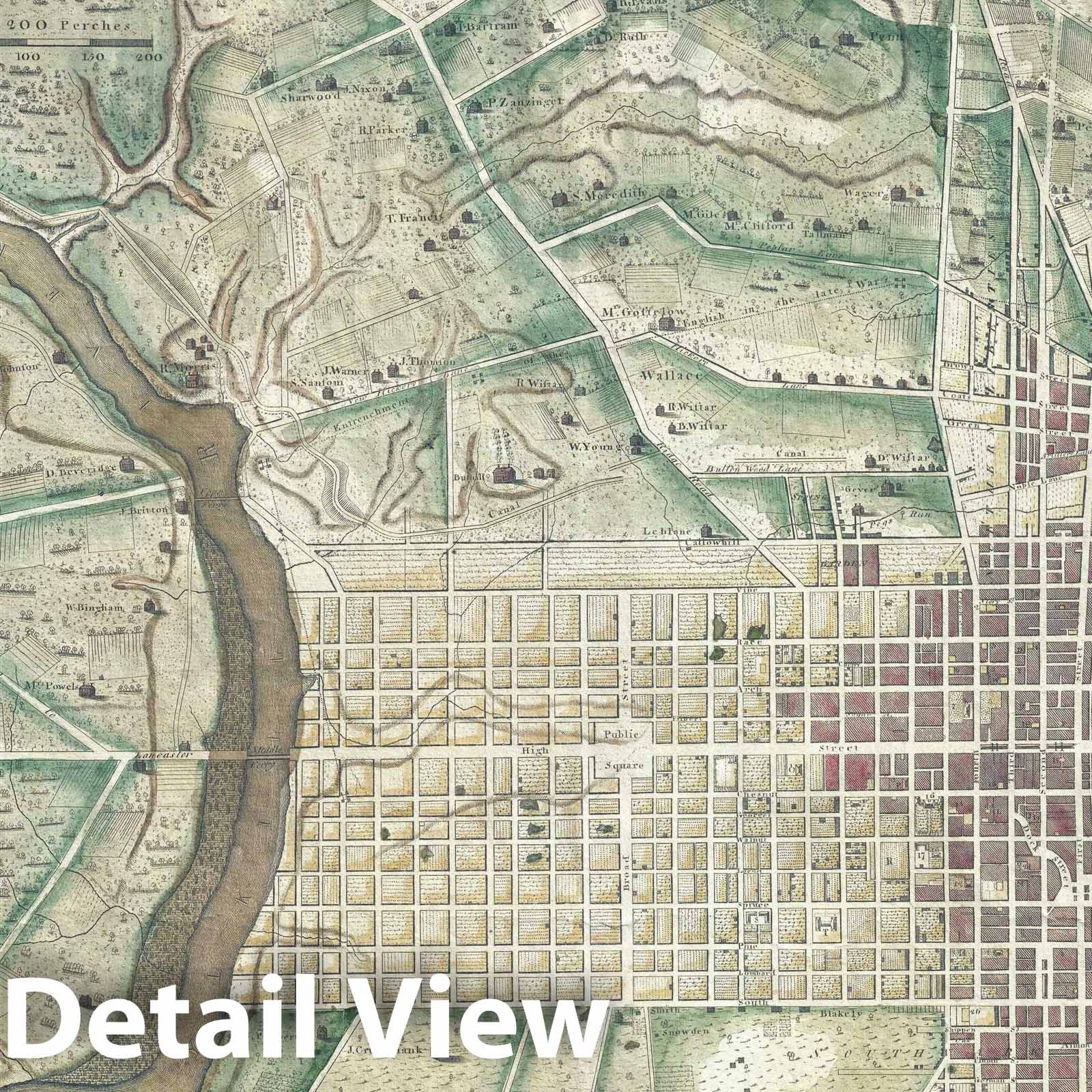 Historic Map : Plan of Philadelphia, Varlé, 1796, Vintage Wall Art