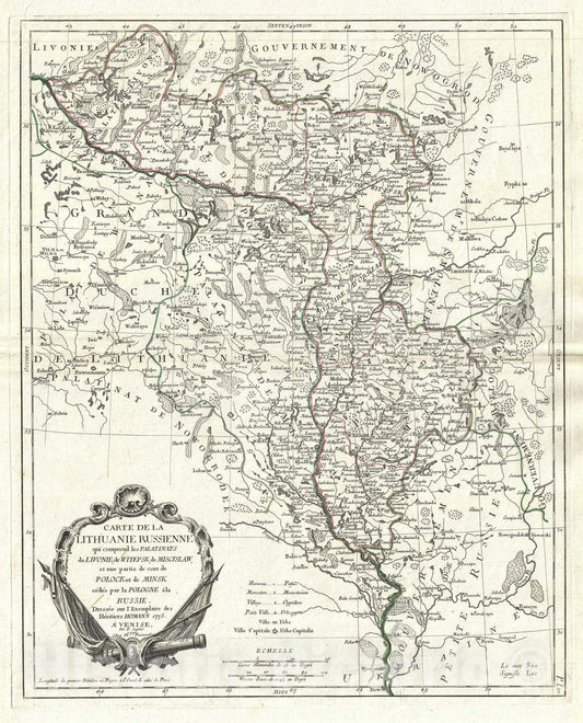 Historic Map : Lithuania and Belarus, Santini, 1776, Vintage Wall Art