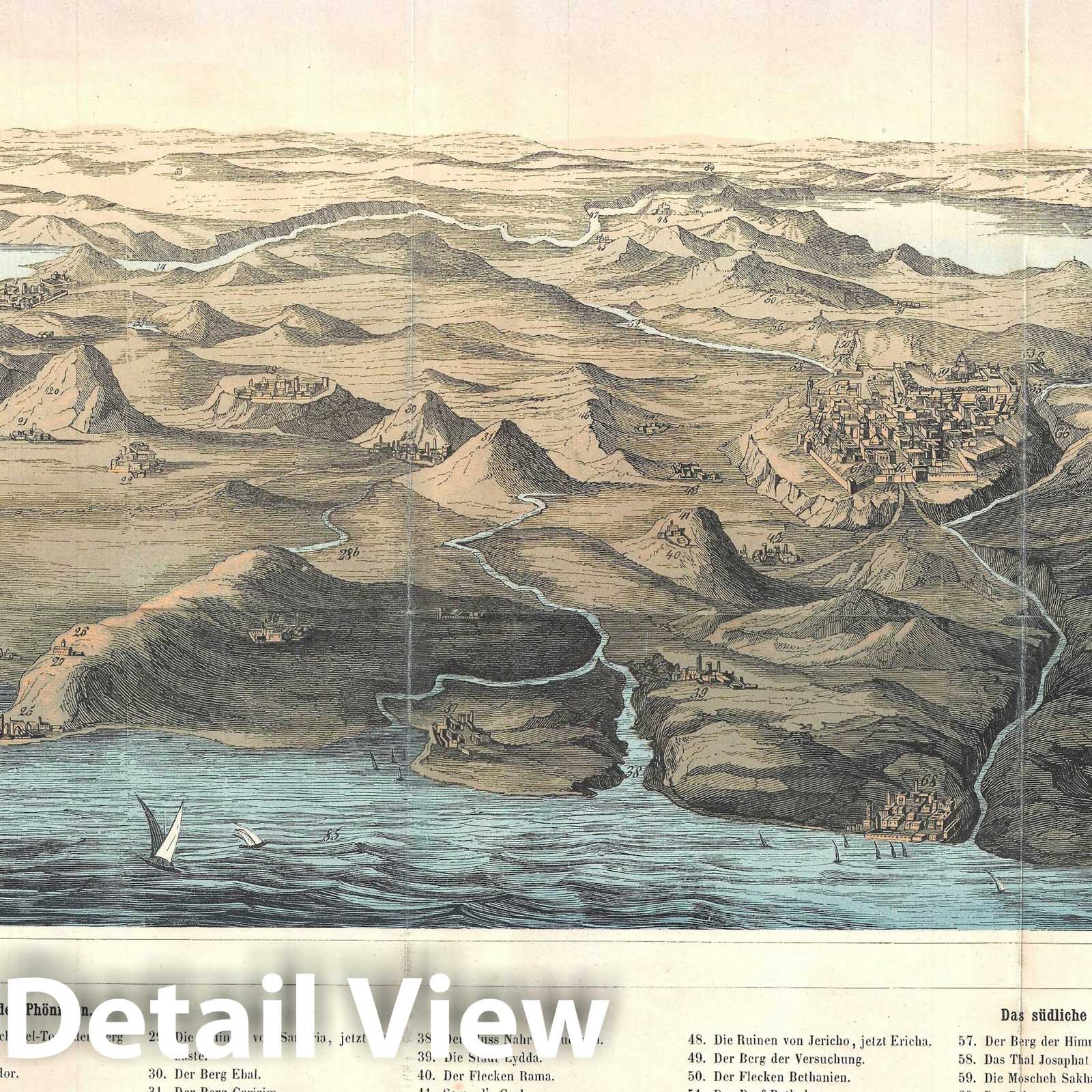 Historic Map : Bird's-Eye of of The Holy Land / Israel / Palestine, Weber, 1858, Vintage Wall Art