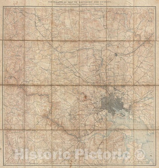 Historic Map : Baltimore and Vicinity, Johns Hopkins and U.S.G.S., 1892, Vintage Wall Art