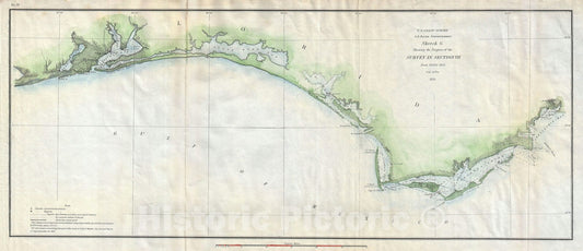Historic Map : The Western Florida Panhandle, U.S. Coast Survey, 1853, Vintage Wall Art