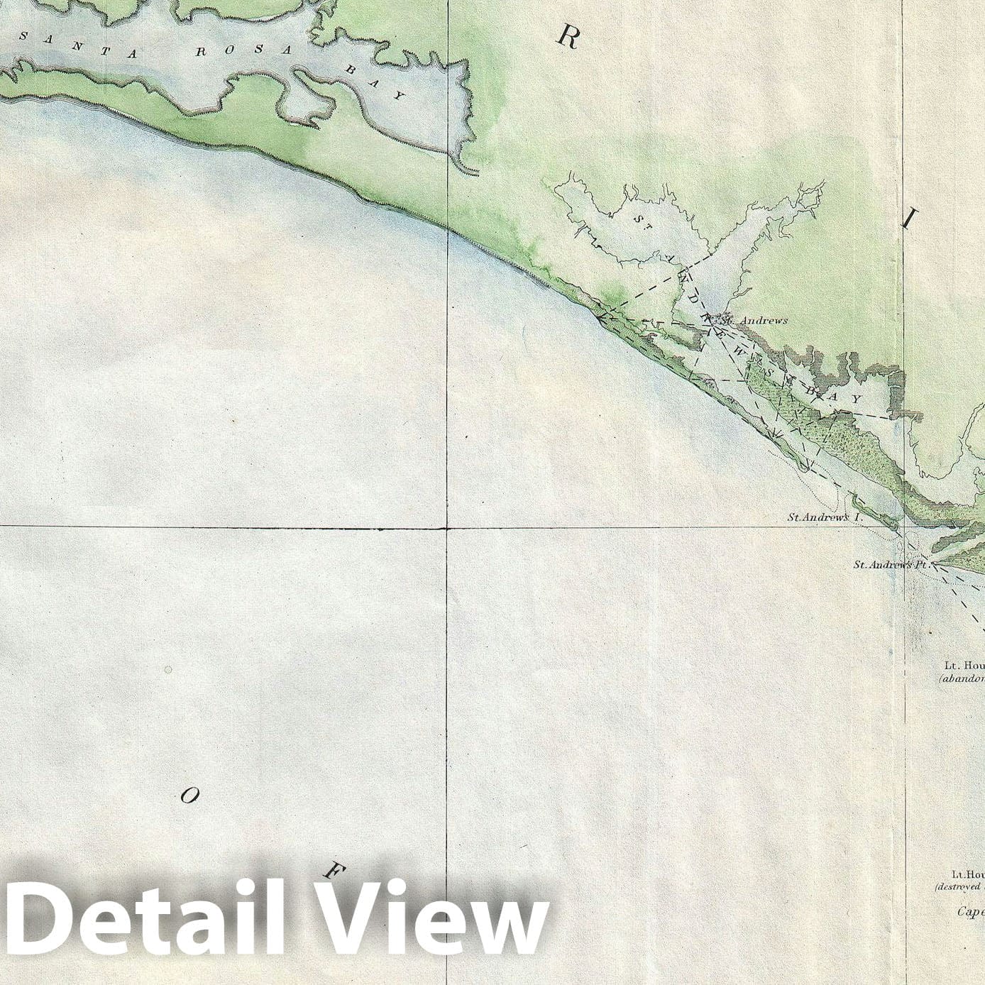 Historic Map : The Western Florida Panhandle, U.S. Coast Survey, 1853, Vintage Wall Art