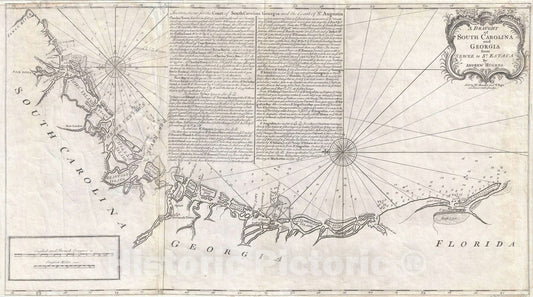 Historic Map : The Georgia, South Carolina, and Florida, Hughes, 1778, Vintage Wall Art