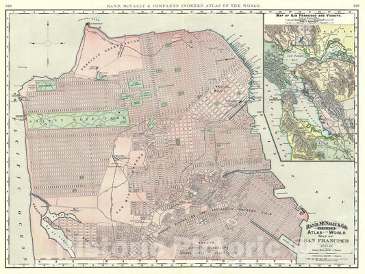 Historic Map : Plan of San Francisco, California, Rand McNally, 1891, Vintage Wall Art