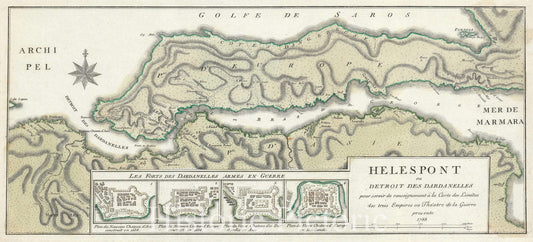 Historic Map : The Dardanelles or The Hellespont, Turkey, Maire, 1788, Vintage Wall Art