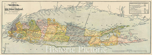 Historic Map : Long Island, New York, Long Island Railroad, 1884, Vintage Wall Art