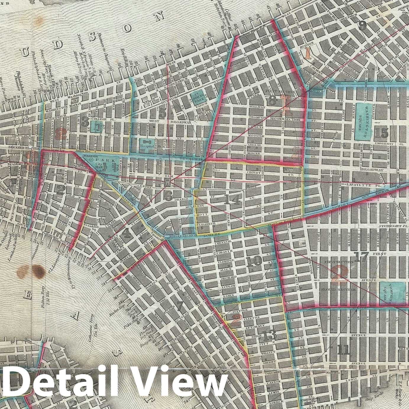 Historic Map : New York City, Ensign and Thayer, 1850, Vintage Wall Art