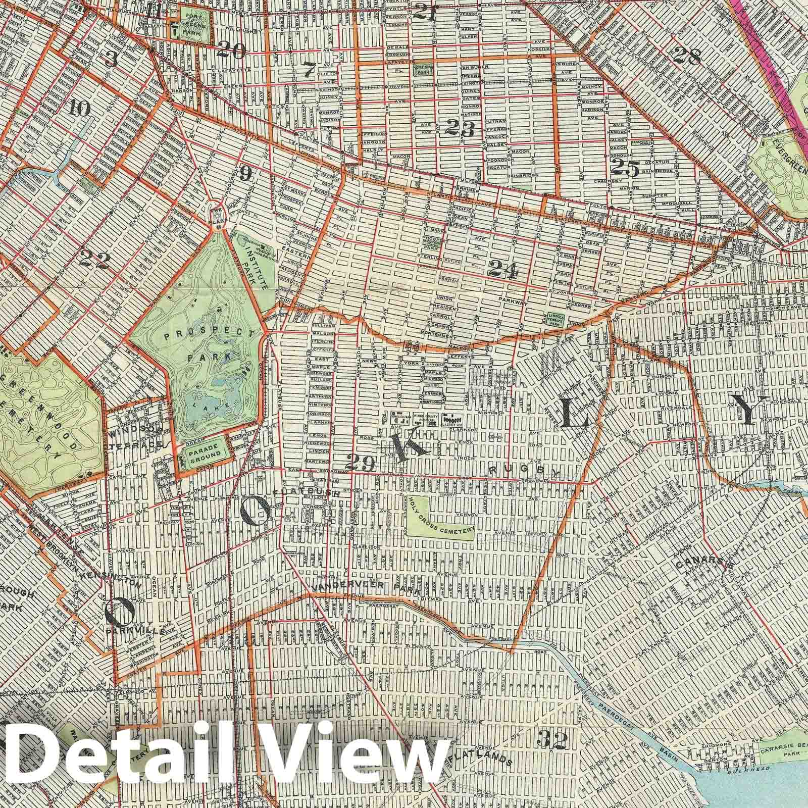 Historic Map : Plan of Brooklyn, New York, Hyde, 1905, Vintage Wall Art