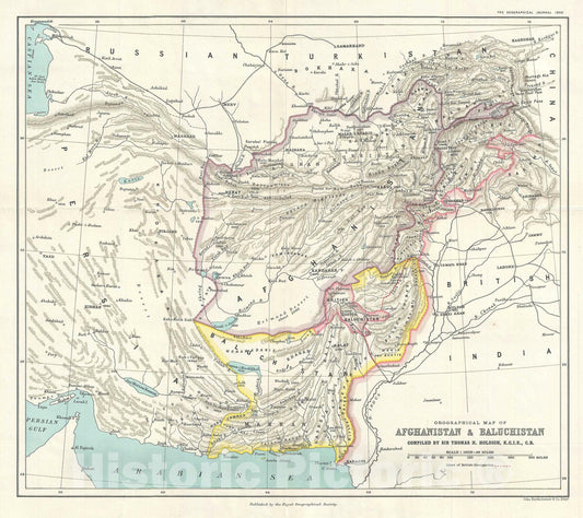Historic Map : Afghanistan and Pakistan, Holdich, 1900, Vintage Wall Art