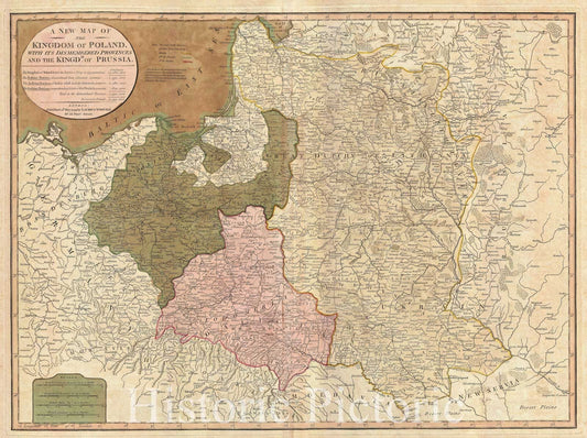 Historic Map : Poland and Lithuania after The Third Partition, Laurie and Whittle, 1799, Vintage Wall Art