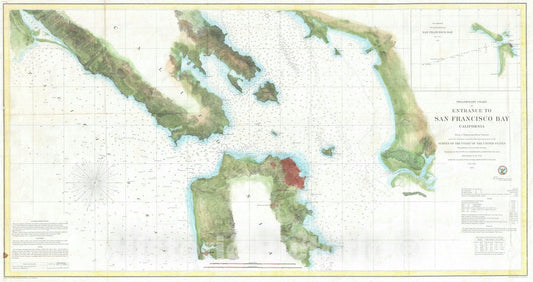 Historic Map : San Francisco Bay and City, California, U.S. Coast Survey, 1856, Vintage Wall Art