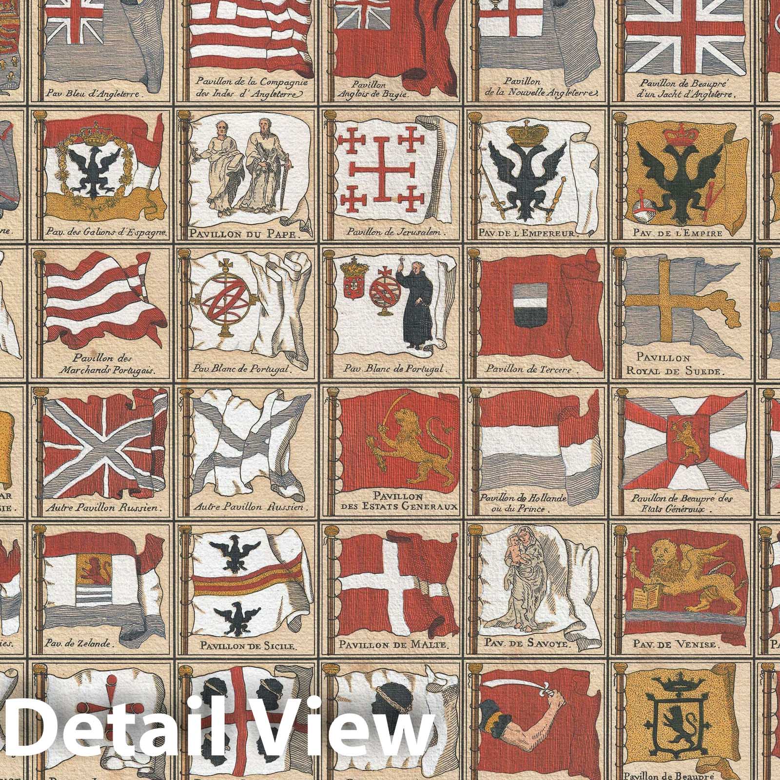 Historic Map : Flag Chart, Bellin, 1756, Vintage Wall Art