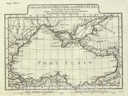 Historic Map : The Black Sea and The Sea of Azov in Antiquity, Bocage, 1791, Vintage Wall Art