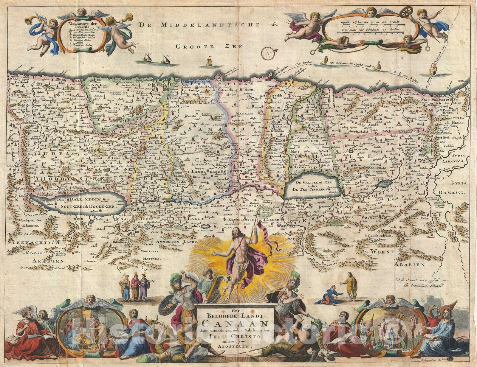 Historic Map : Canaan "Israel, Palestine, Holy Land", Stoopendaal, 1702, Vintage Wall Art