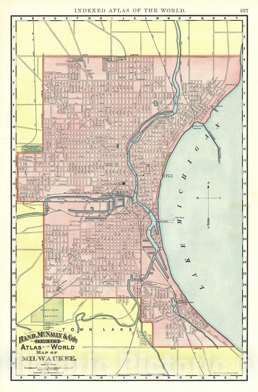 Historic Map : Plan of Milwaukee, Wisconsin, Rand McNally, 1892, Vintage Wall Art
