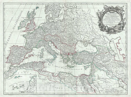 Historic Map : The Roman Empire, Vaugondy, 1752, Vintage Wall Art