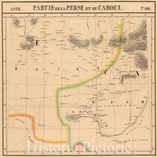 Historic Map : Eastern Iran and Part of Afghanistan, Vandermaelen, 1827, Vintage Wall Art