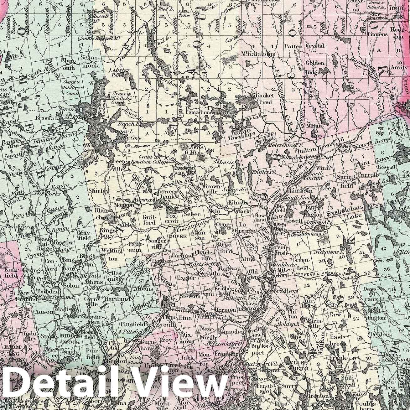 Historic Map : Maine, Johnson, 1861, Vintage Wall Art
