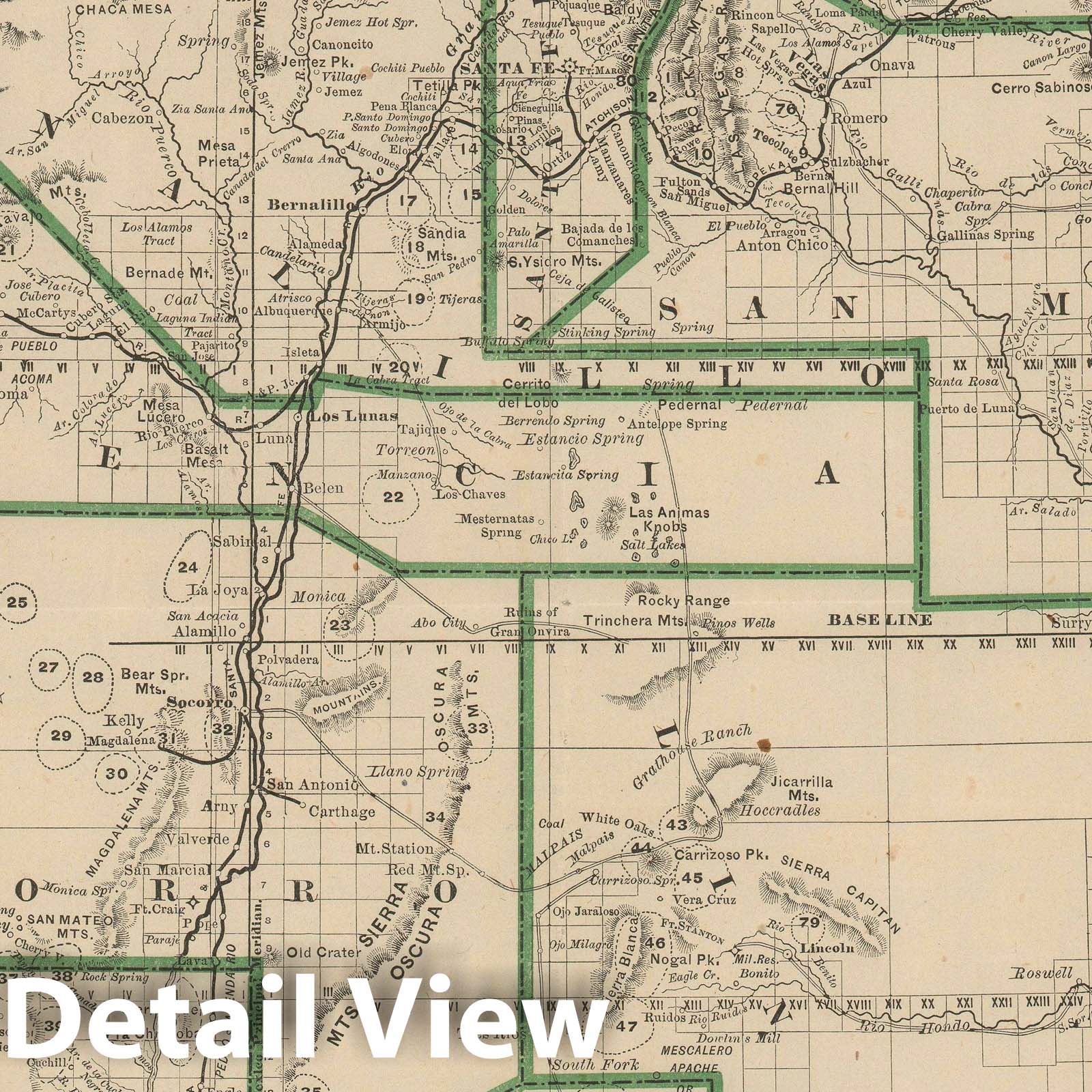 Historic Map : New Mexico, Rand McNally, 1884, Vintage Wall Art