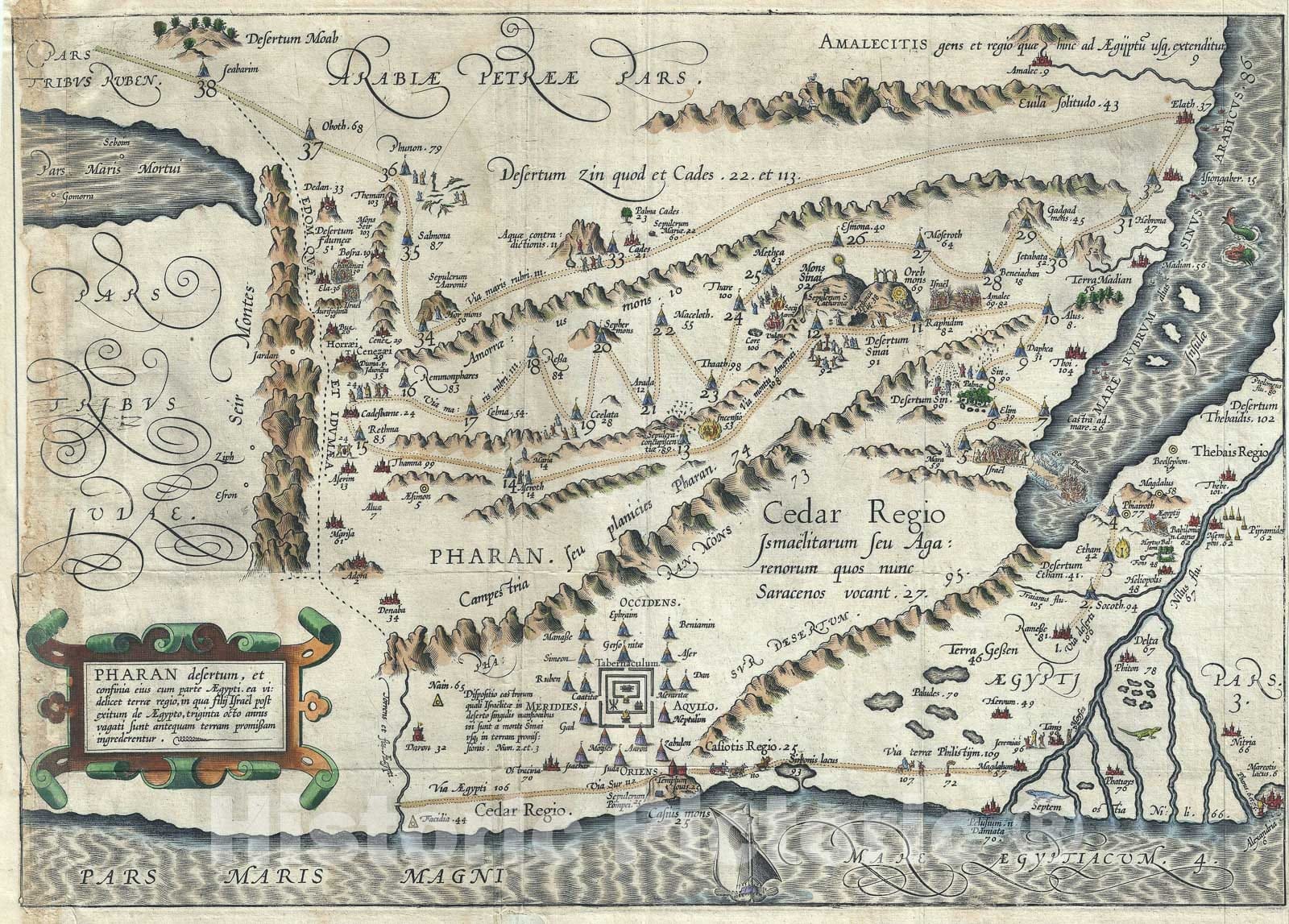 Historic Map : Israel, Palestine or Holy Land "Showing The Desert of Paran", Adrichem, 1590, Vintage Wall Art