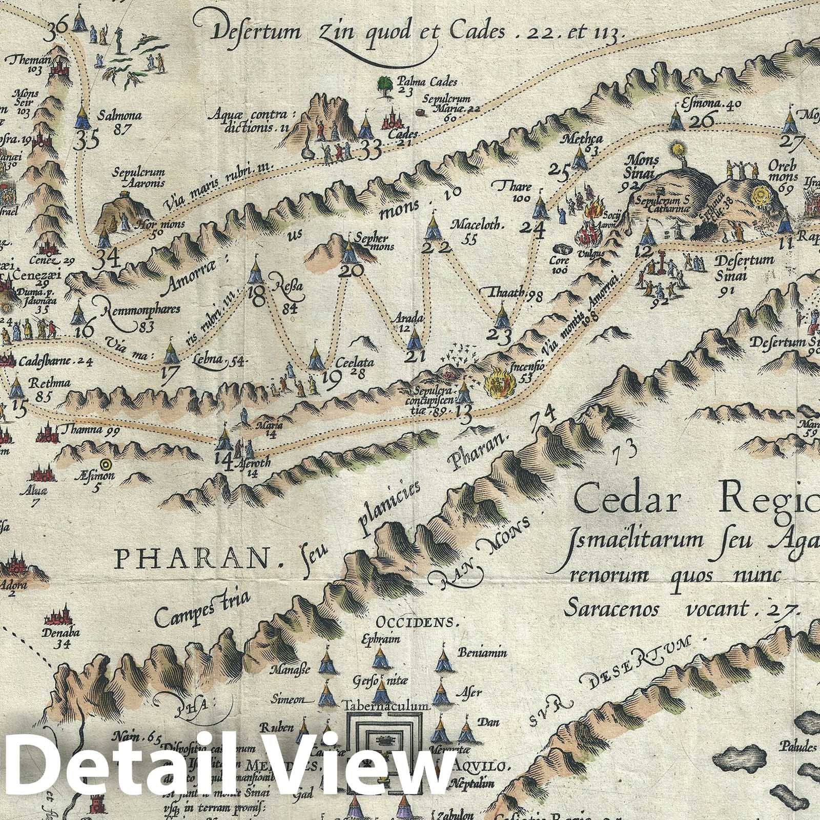 Historic Map : Israel, Palestine or Holy Land "Showing The Desert of Paran", Adrichem, 1590, Vintage Wall Art