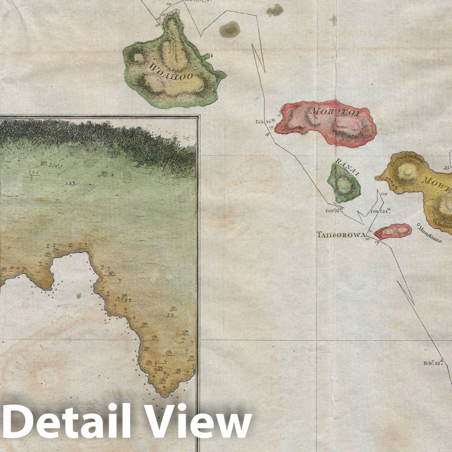 Historic Map : Hawaii, Cook - Bligh, 1785, Vintage Wall Art