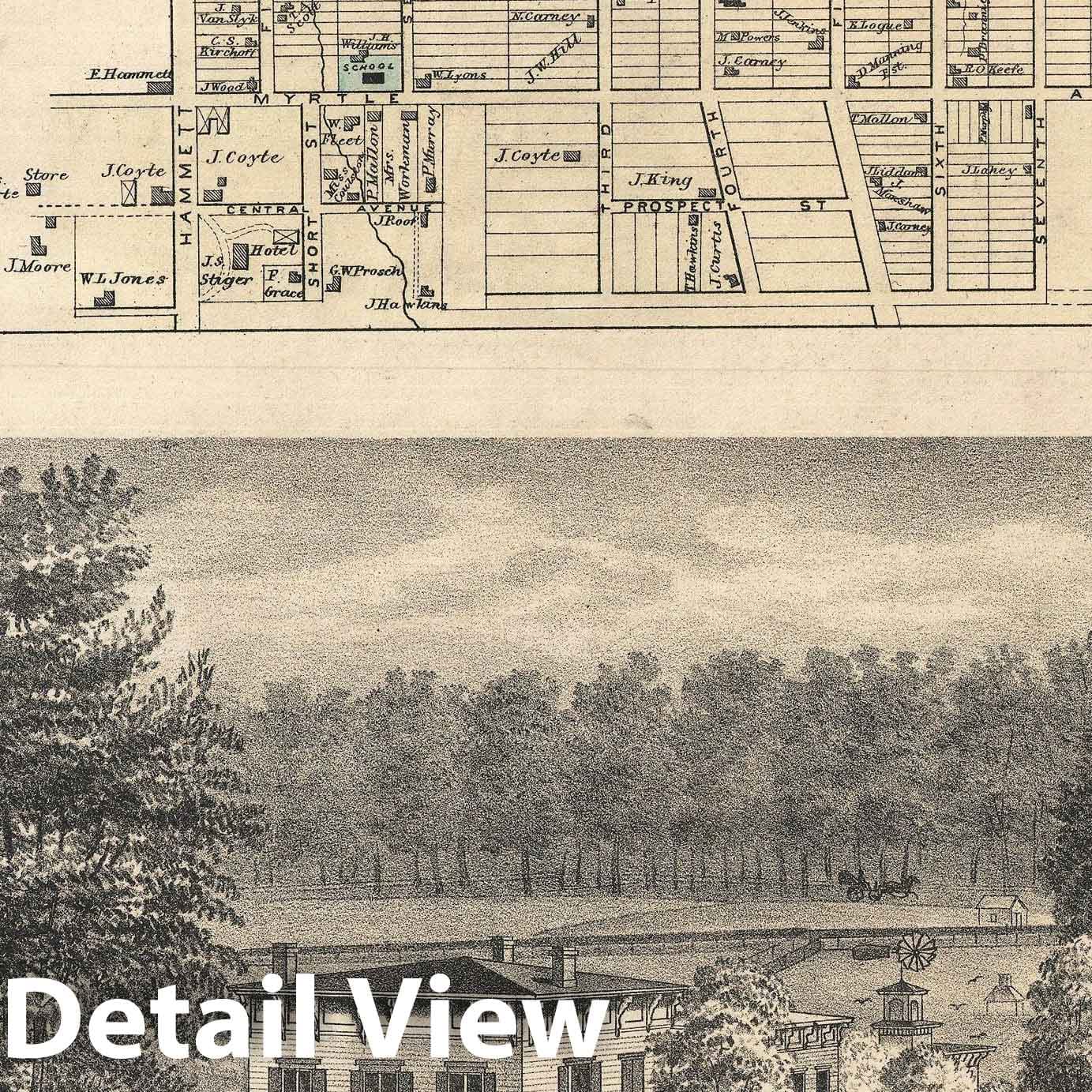 Historic Map : Coytesville, New Jersey, Walker, 1876, Vintage Wall Art