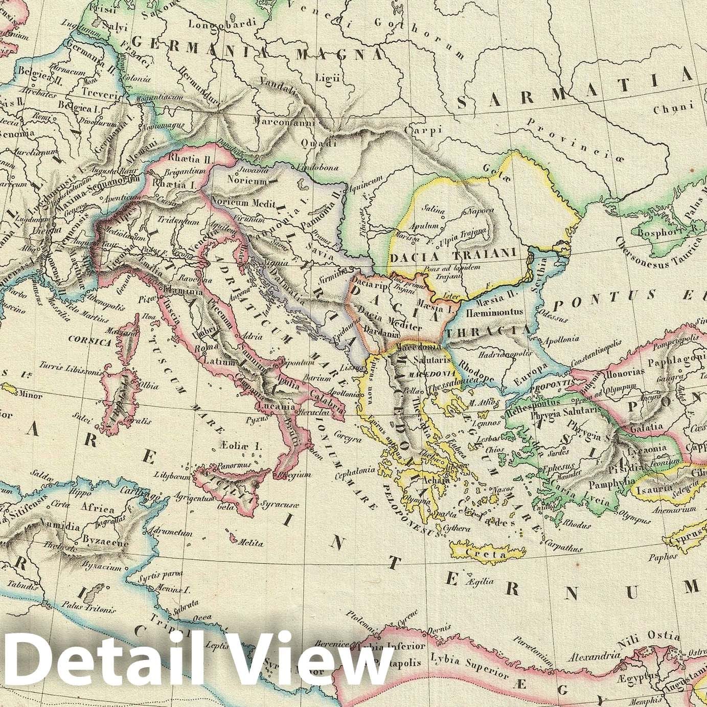 Historic Map : The Roman Empire under Constantine, Malte-Brun, 1837, Vintage Wall Art