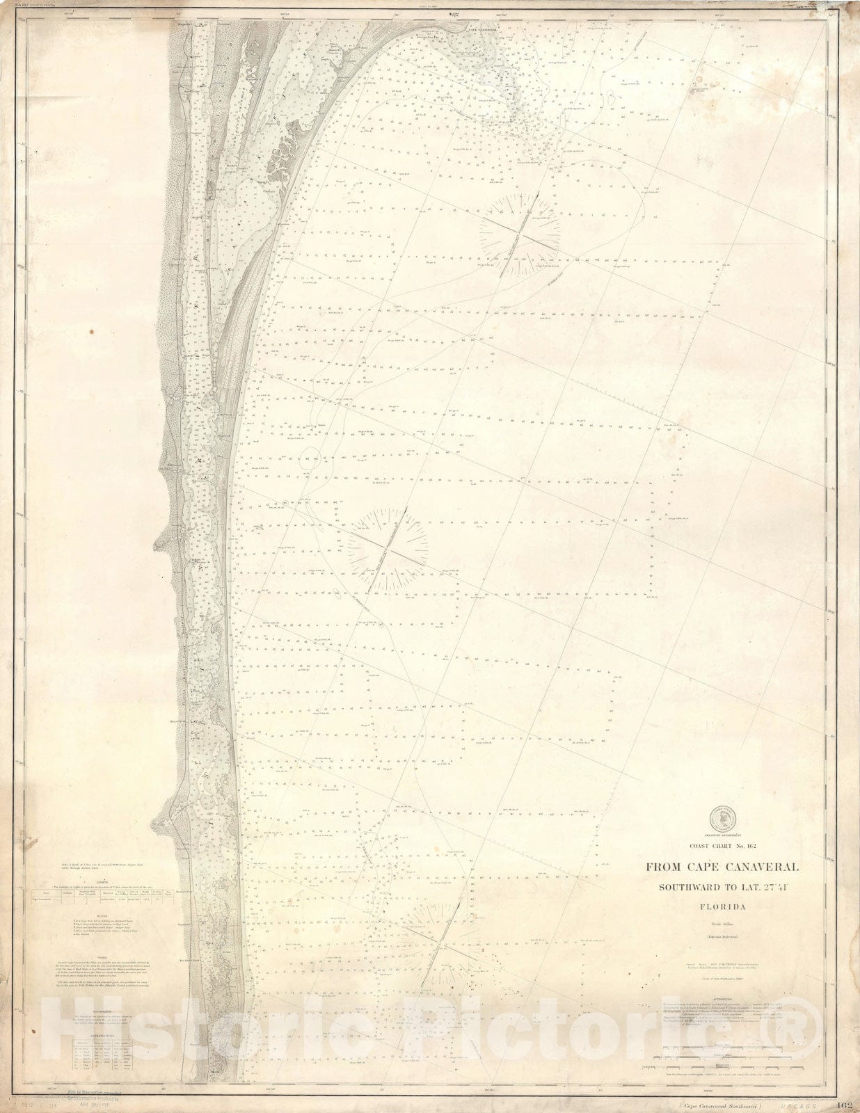 Historic Map : Nautical Chart Cape Canaveral, Florida, U.S.C.G.S. Maritime, 1903, Vintage Wall Art