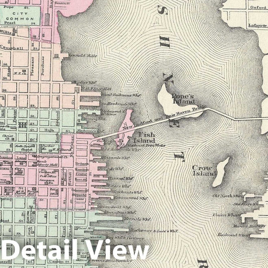 Historic Map : New BeArtd, Massachusetts, Walling and Gray, 1871, Vintage Wall Art