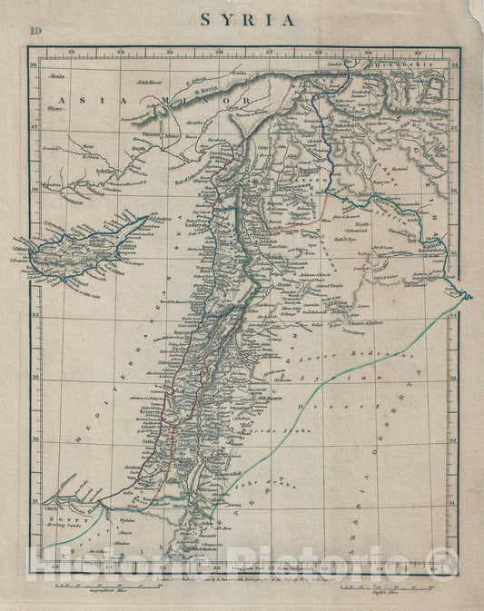 Historic Map : Syria, Israel, Jordan and Palestine, Arrowsmith, 1828, Vintage Wall Art