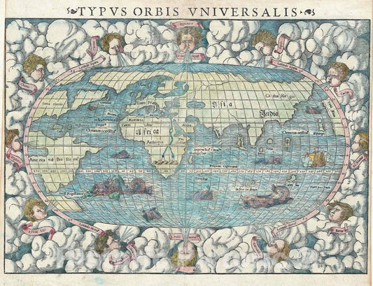 Historic Map : The World, Munster, 1550, Vintage Wall Art