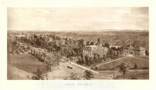 Historic Map : Colby College, Richard Rummel, 1909, Vintage Wall Art